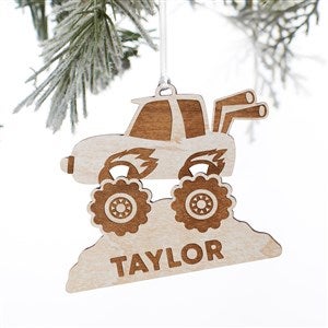 Monster Truck Personalized Wood Ornament- Whitewash - 37198-W