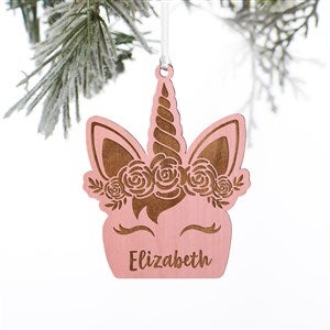 Unicorn Personalized Wood Ornament- Pink Stain - 37199-P
