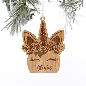 Unicorn Personalized Wood Ornament- Natural - 37199-N