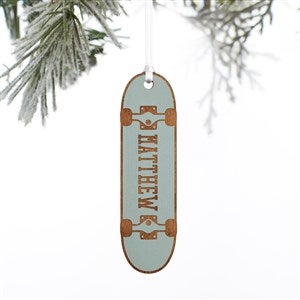 Skateboard Personalized Wood Ornament- Blue Stain - 37200-B