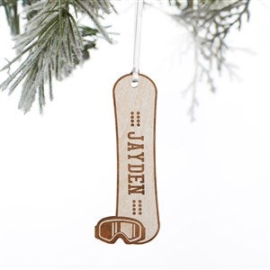 Snowboard Personalized Wood Ornament- Whitewash - 37201-W