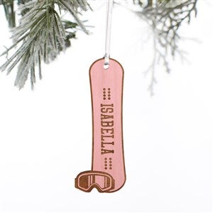 Snowboard Personalized Wood Ornament- Pink Stain - 37201-P