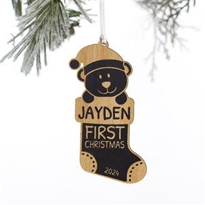 My First Christmas Teddy Bear Personalized Wood Ornament- Black - 37203-BLK