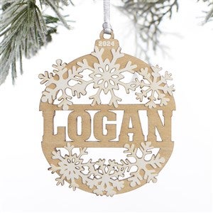Snowflake Name Personalized Wood Ornament- Whitewash - 37205-W