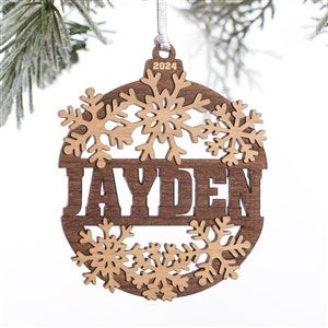 Snowflake Name Personalized Wood Ornament- Natural - 37205-N
