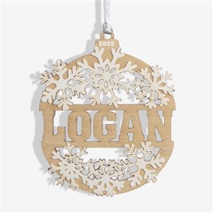 Snowflake Name Personalized Wood Ornament- Whitewash - 37205-W