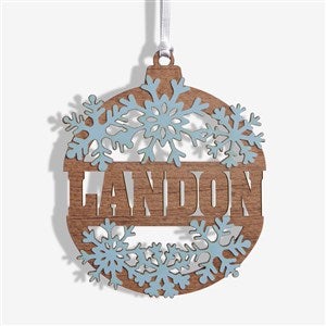 Snowflake Name Personalized Wood Ornament- Blue Stain - 37205-B