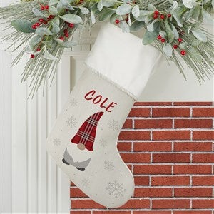 Christmas Gnome Personalized Ivory Christmas Stockings - 37207-I