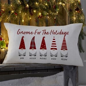 Gnome Christmas Personalized Lumbar Outdoor Throw Pillow- 12” x 22” - 37214-LB