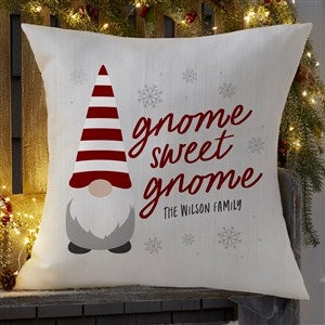 Gnome Christmas Personalized Outdoor Throw Pillow- 20”x20” - 37214-L