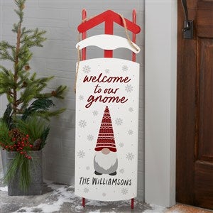 Christmas Gnome Personalized Decorative Wooden Sled - 37216