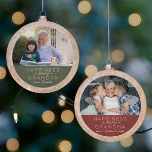 Happiness Is Being A Grandparent Personalized Lightable Frosted Glass Ornament - 37238