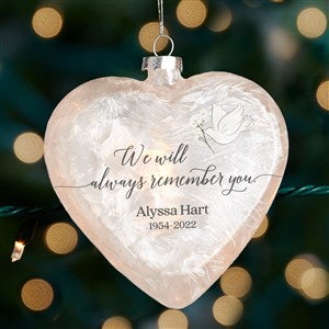 Always Remember Personalized Lightable Frosted Glass Heart Ornament - 37296