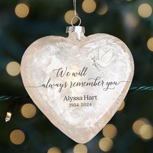 Always Remember Personalized Lightable Frosted Glass Heart Ornament - 37296