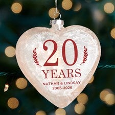 Love Everlasting Personalized Lightable Frosted Glass Heart Ornament - 37298