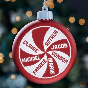 Peppermint Family Personalized LED Red Glass Ornament - 37299-R