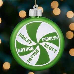 Peppermint Family Personalized LED Green Glass Ornament - 37299-G