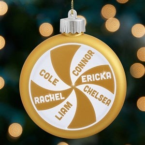 Peppermint Family Personalized LED Gold Glass Ornament - 37299-GD