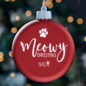 Merry Meowy Personalized Cat LED Red Glass Ornament - 37302-RC