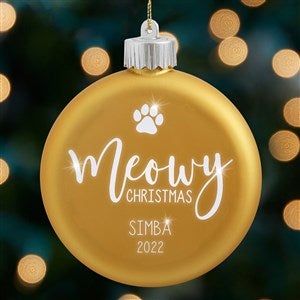 Merry Meowy Personalized Cat LED Gold Glass Ornament - 37302-GDC