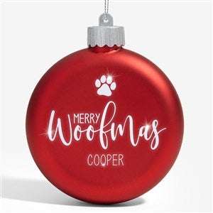 Merry Woofmas Personalized Dog LED Red Glass Ornament - 37302-P