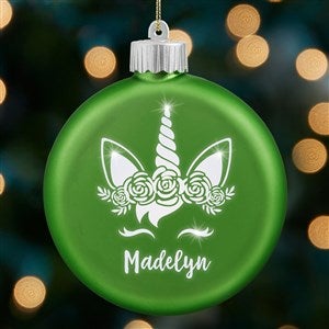 Unicorn Personalized LED Green Glass Ornament - 37303-G