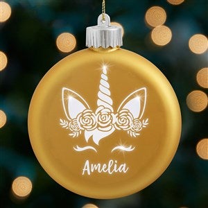 Unicorn Personalized LED Gold Glass Ornament - 37303-GD