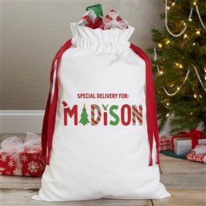 The Joys Of Christmas Personalized Canvas Drawstring Santa Sack - 37338