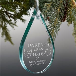 Parents of an Angel Personalized Premium Memorial Teardrop Glass Ornament - 37344-P