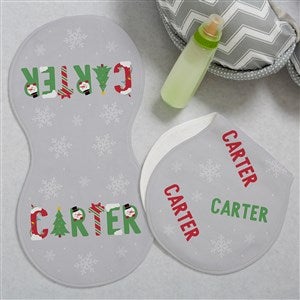 The Joys Of Christmas Personalized Burp Cloths - Set of 2 - 37351