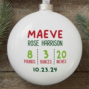 Newly Loved Baby Info Personalized Deluxe Slim Globe Ornament - 37364