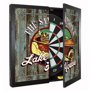 Personalized Lake House Dartboard & Cabinet Set - 37384D