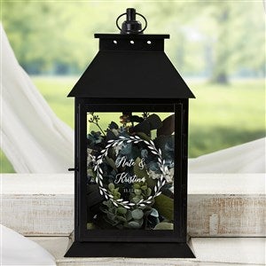 Laurels Of Love Personalized Black Decorative Wedding Candle Lantern - 37393