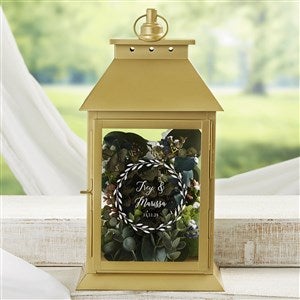 Laurels Of Love Personalized Gold Decorative Wedding Candle Lantern - 37393-G