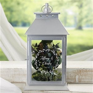 Laurels Of Love Personalized Silver Decorative Wedding Candle Lantern - 37393-S