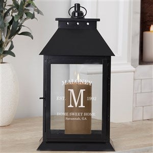 Family Initial Personalized Black Decorative Candle Lantern - 37394