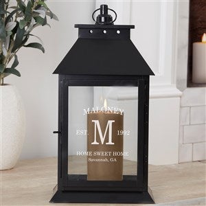 Family Initial Personalized Black Decorative Candle Lantern - 37394