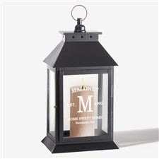 Family Initial Personalized Black Decorative Candle Lantern - 37394