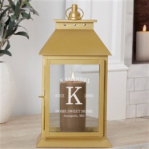 Family Initial Personalized Gold Decorative Candle Lantern - 37394-G
