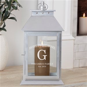 Family Initial Personalized Silver Decorative Candle Lantern - 37394-S