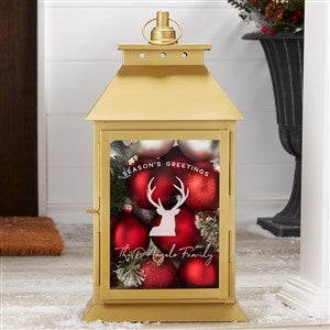 Christmas Plaid Personalized Gold Decorative Candle Lantern - 37398-G