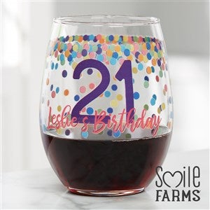 Personalized Birthday Stemless Wine Glass - Confetti Cheers - 37401-S