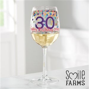 Personalized Birthday White Wine Glass - Confetti Cheers - 37401-W