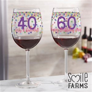 Personalized Birthday Red Wine Glass - Confetti Cheers - 37401-R