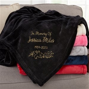 In Memory Of... Personalized 50x60 Black Fleece Blanket - 37457-SB