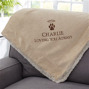 Pet Halo Memorial Embroidered 50x60 Tan Sherpa Blanket - 37464-TS