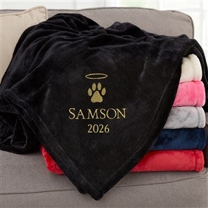 Pet Memorial Halo Personalized 50x60 Black Fleece Blanket - 37465-SB