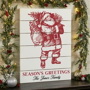 Retro Santa Personalized Christmas Wooden Shiplap Sign- 16 x 20 - 37487-16x20