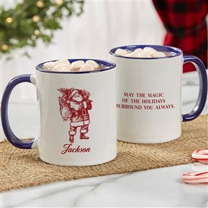 Retro Santa Personalized Coffee Mug 11 oz.- Blue - 37495-BL