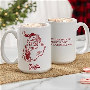 Retro Santa Personalized Coffee Mug 15 oz.- White - 37495-L
